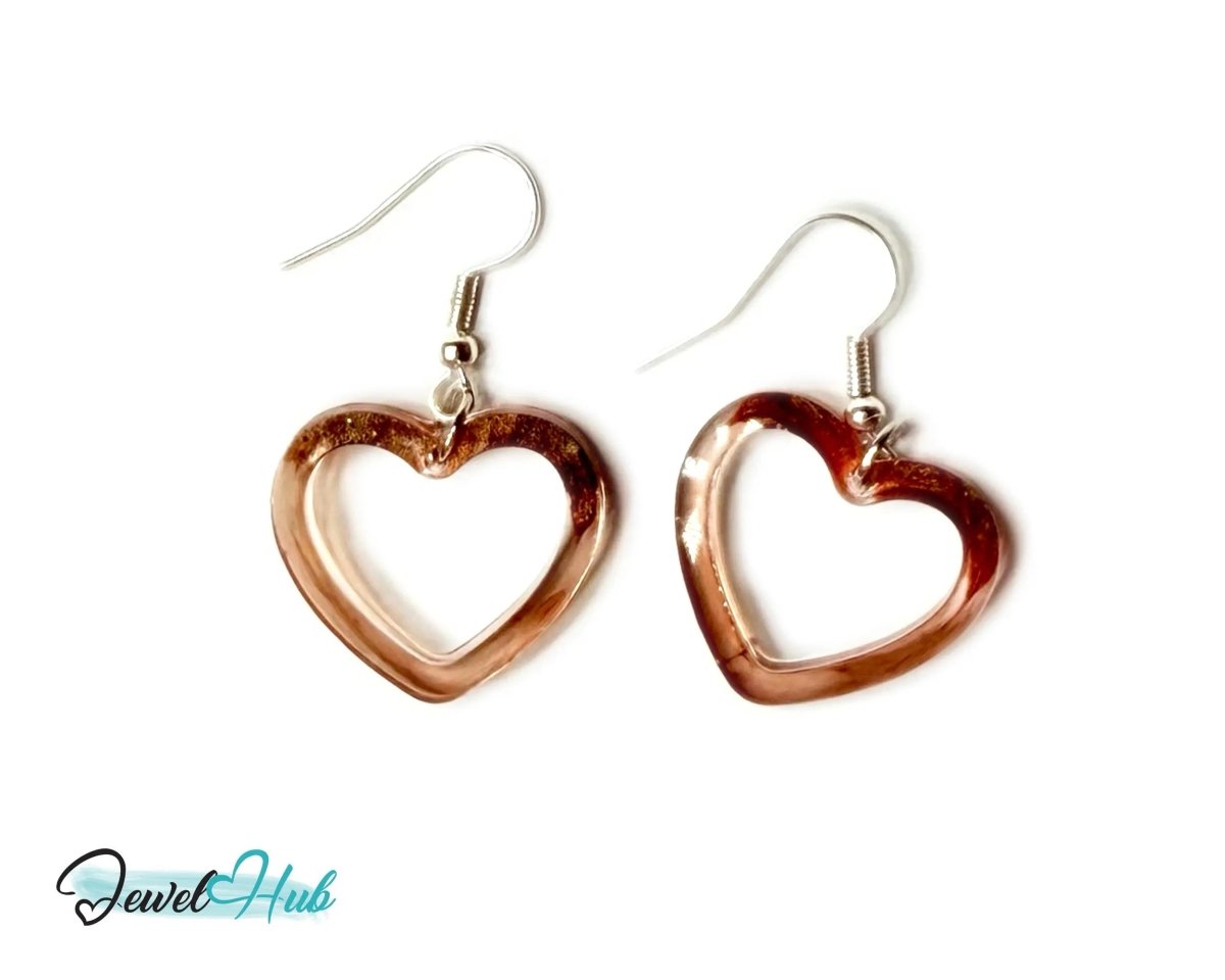 Brown Sugar Glow Mocha Fade Heart Resin Earrings - JewelHub.co.uk