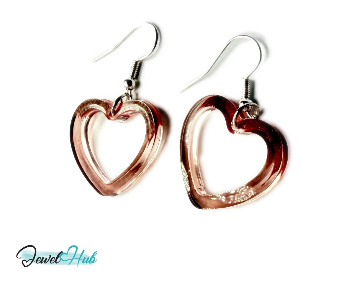 Brown Sugar Glow Mocha Fade Heart Resin Earrings - JewelHub.co.uk