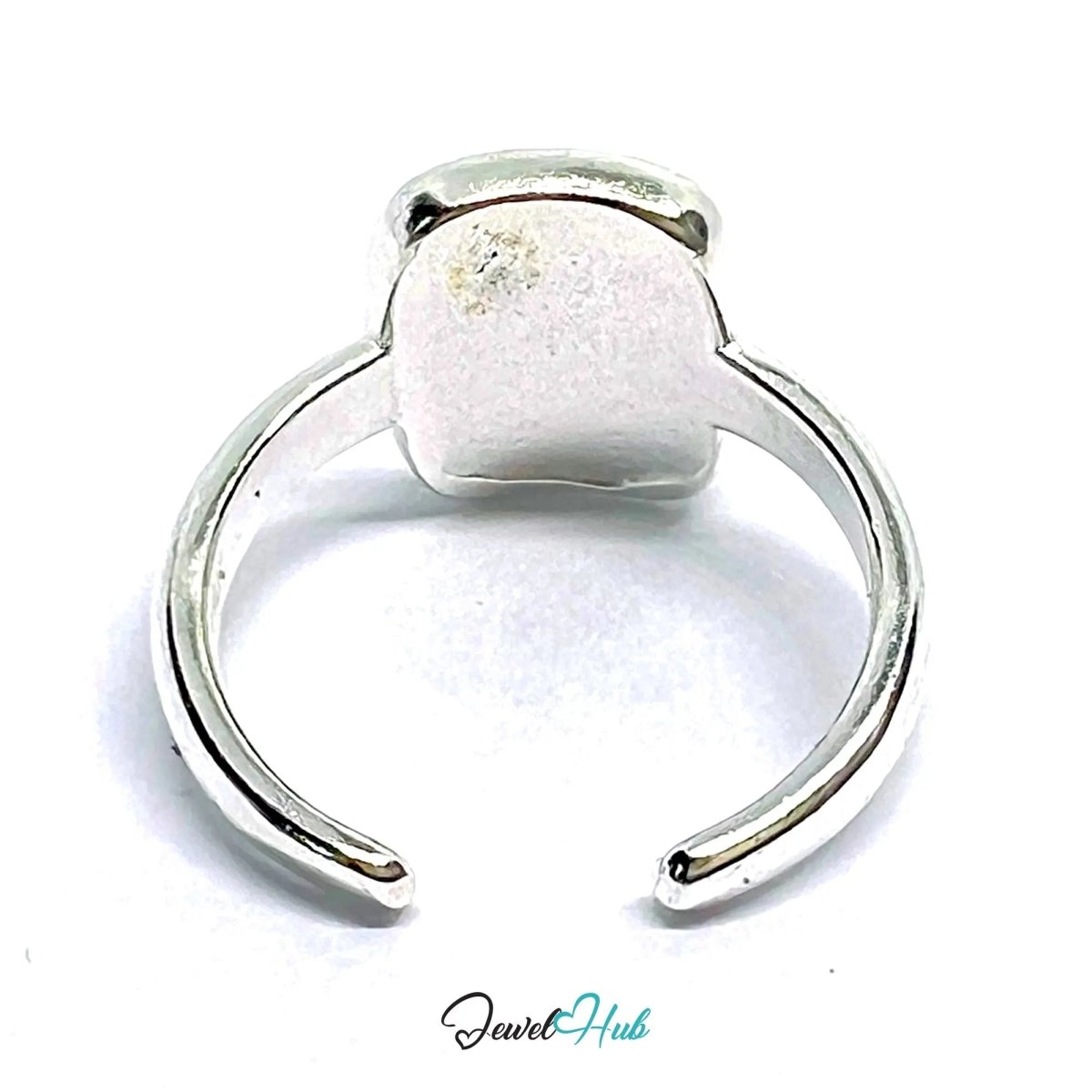 Brushed Oval Silver Ring | Adjustable 925 Sterling Band with Textured Face - JewelHub.co.uk