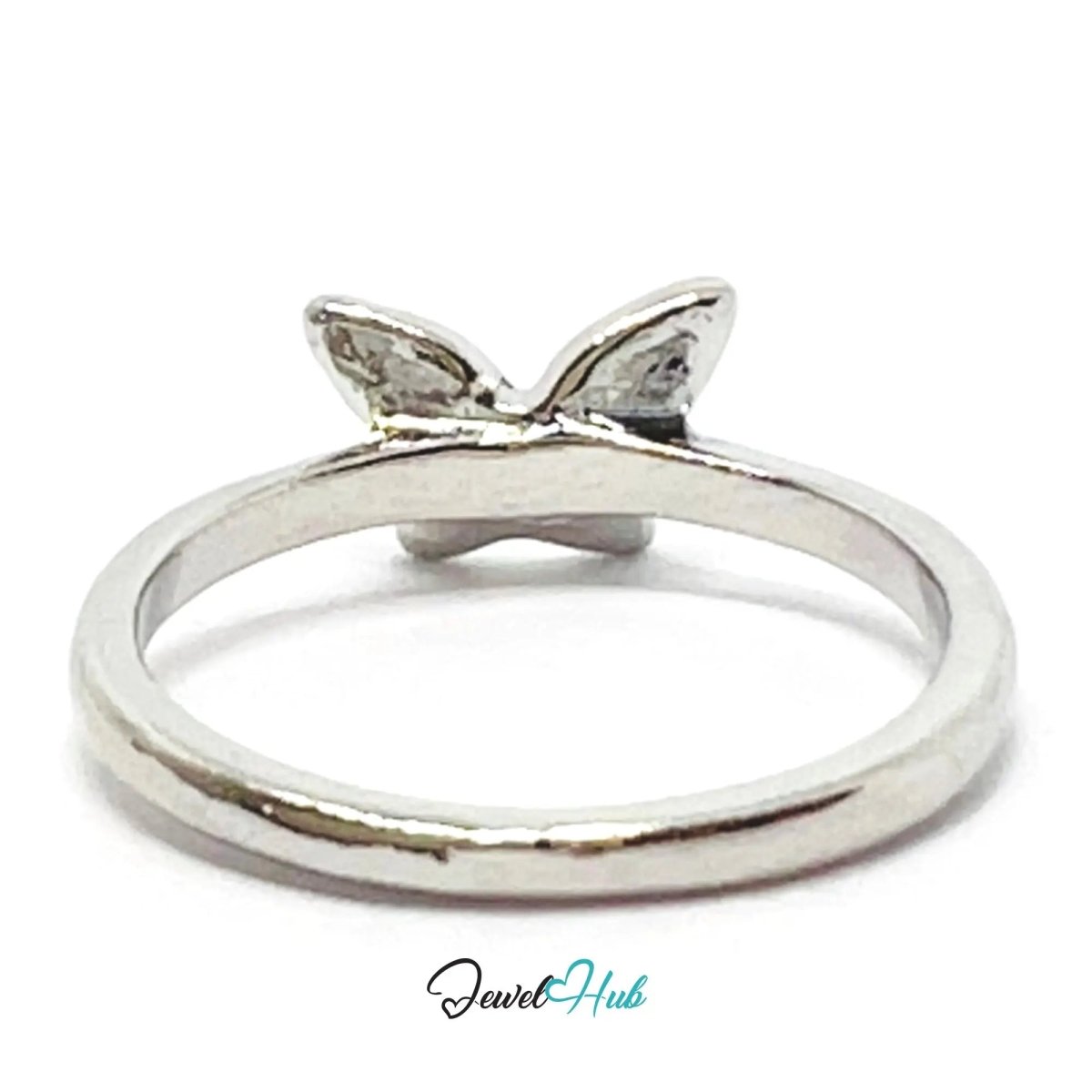 Butterfly Accent Ring 🦋 Zinc Alloy · UK P · US 8 · Sculptural Motif · Silver - Tone Finish - JewelHub.co.uk