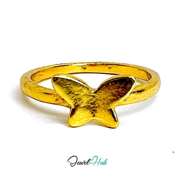 Butterfly Zinc Alloy Gold Ring · Dainty Nature Motif Band - JewelHub.co.uk