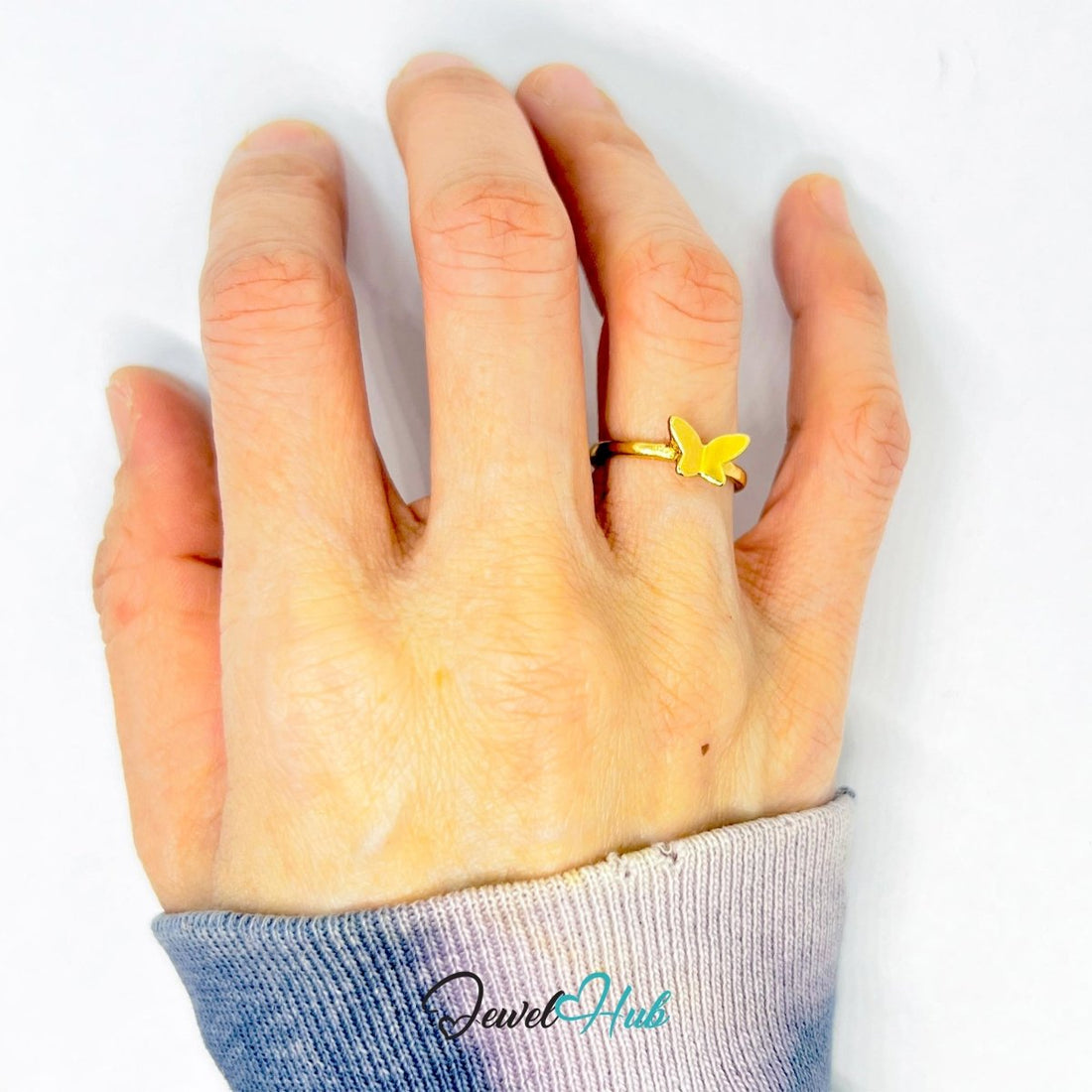 Butterfly Zinc Alloy Gold Ring · Dainty Nature Motif Band - JewelHub.co.uk