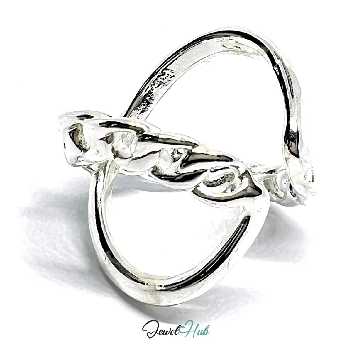 Chain - Link Sterling Silver Ring | Adjustable 925 Hallmarked Band with Sculptural Texture - JewelHub.co.uk