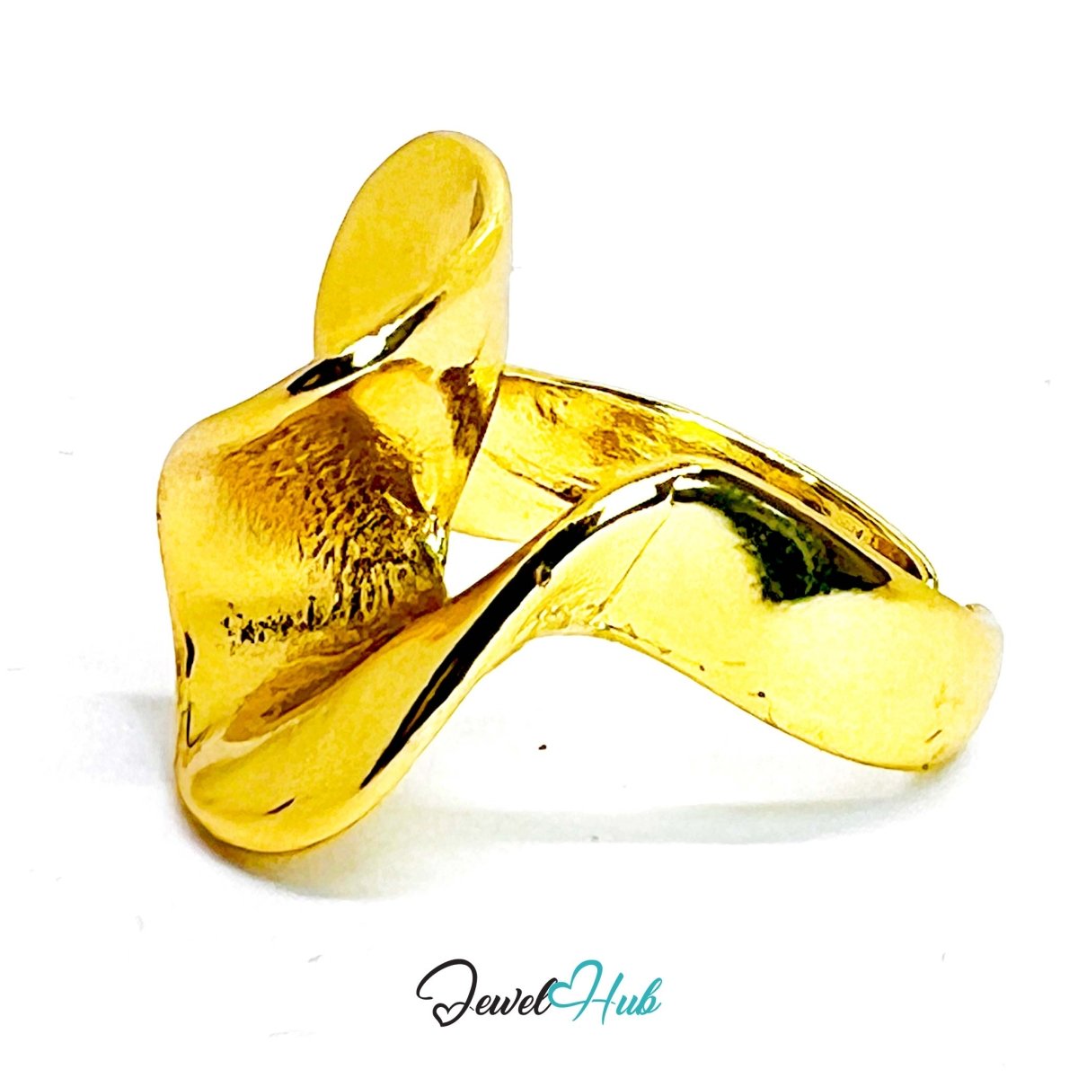 Chunky Textured Gold - Plated Zinc Ring – Sculptural Statement - JewelHub.co.uk