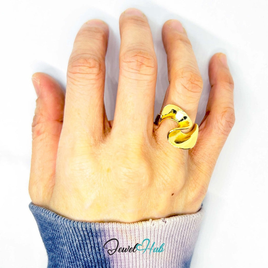 Chunky Textured Gold - Plated Zinc Ring – Sculptural Statement - JewelHub.co.uk