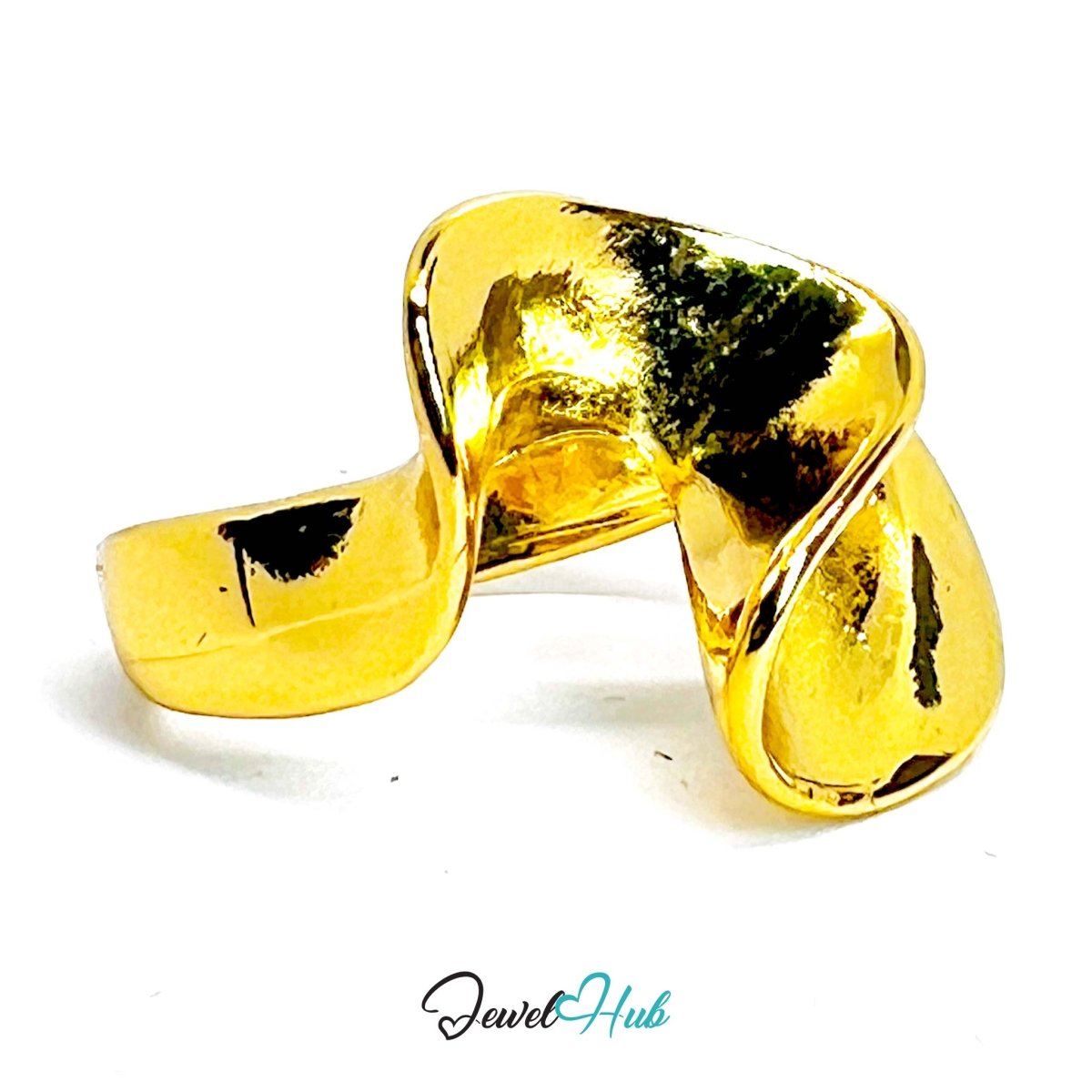 Chunky Textured Gold - Plated Zinc Ring – Sculptural Statement - JewelHub.co.uk