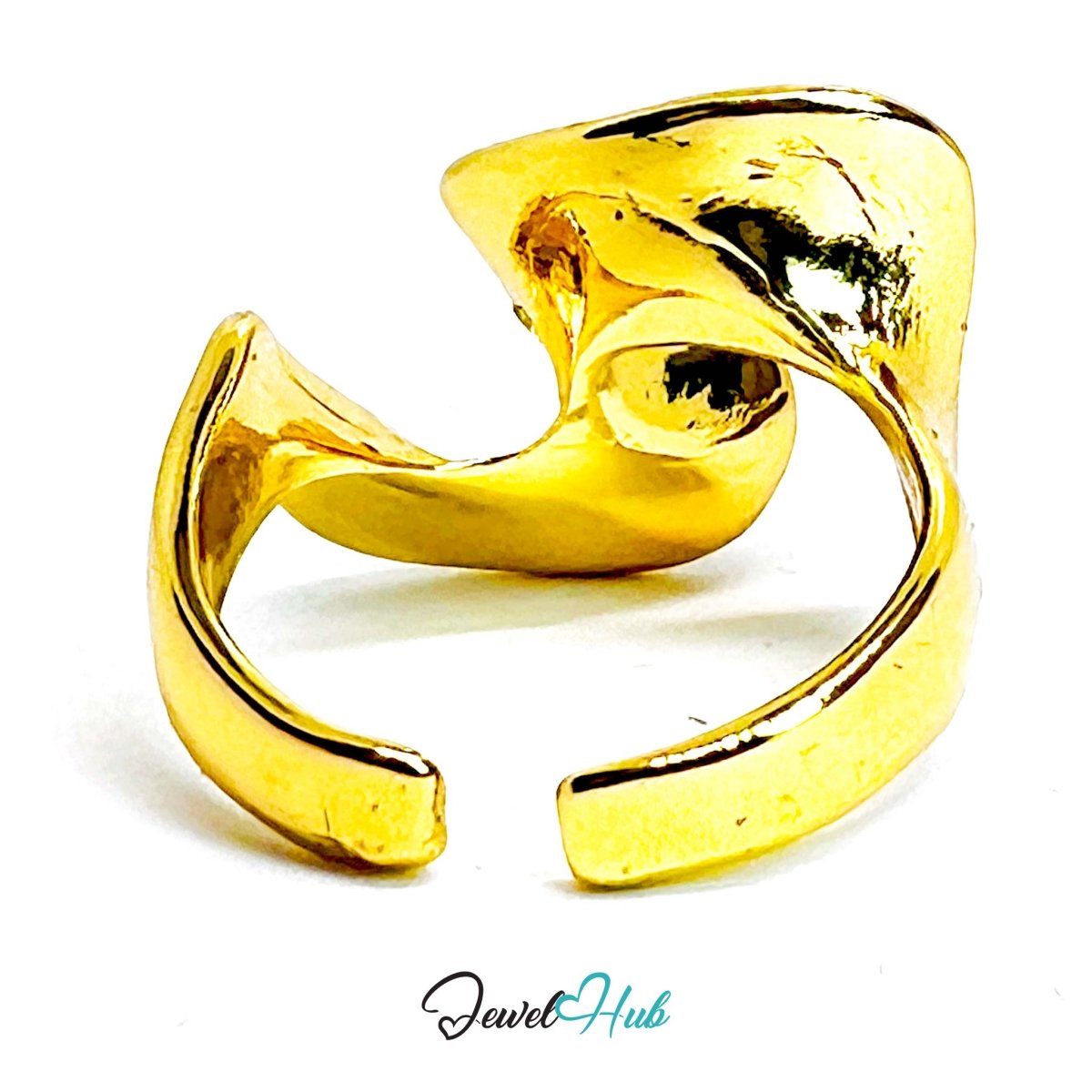 Chunky Textured Gold - Plated Zinc Ring – Sculptural Statement - JewelHub.co.uk