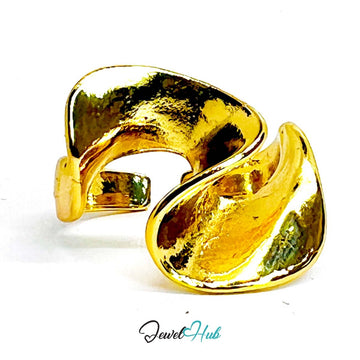 Chunky Textured Gold - Plated Zinc Ring – Sculptural Statement - JewelHub.co.uk