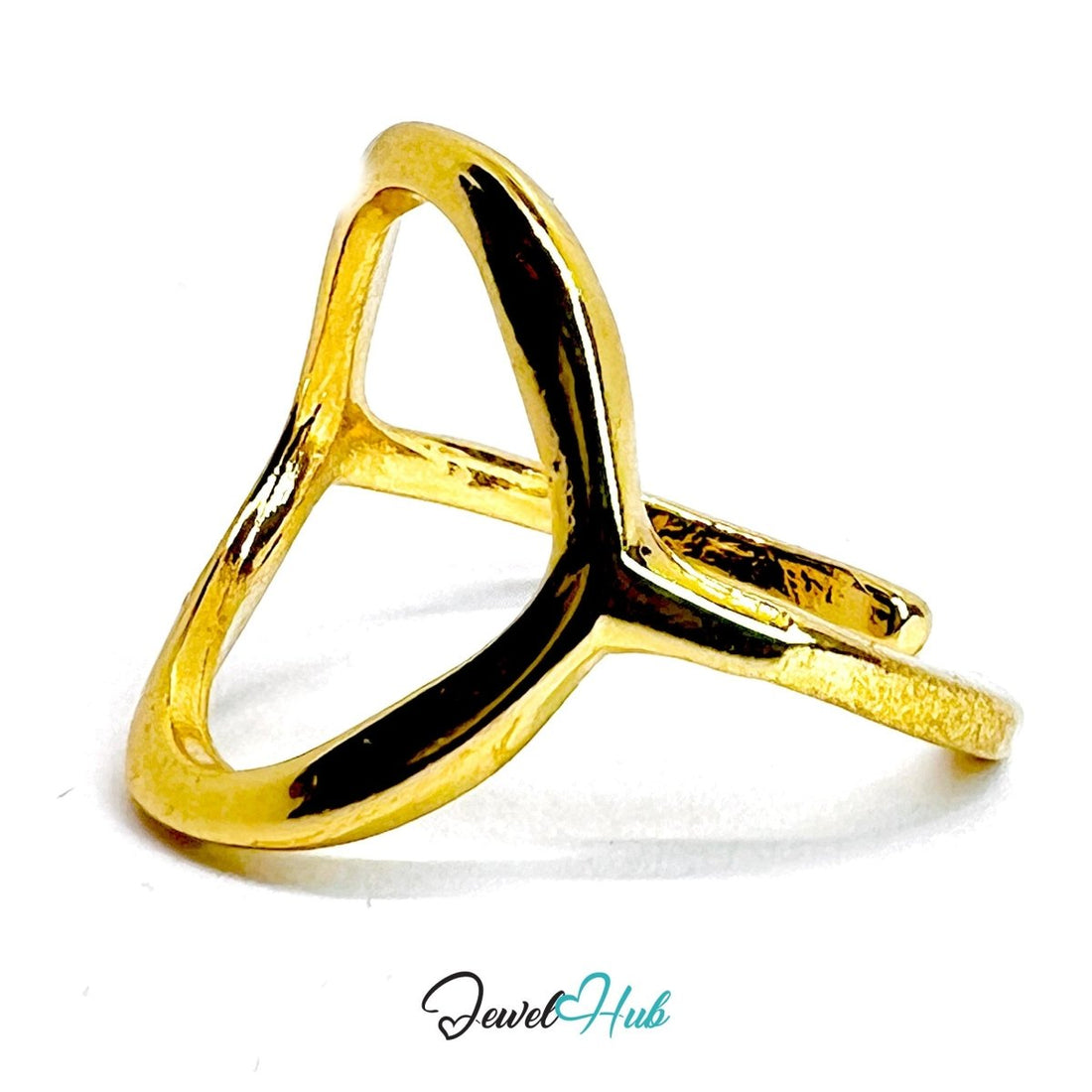 CircleFrame Gold - Plated Zinc Ring · Modern Geometric Cutout Band - JewelHub.co.uk