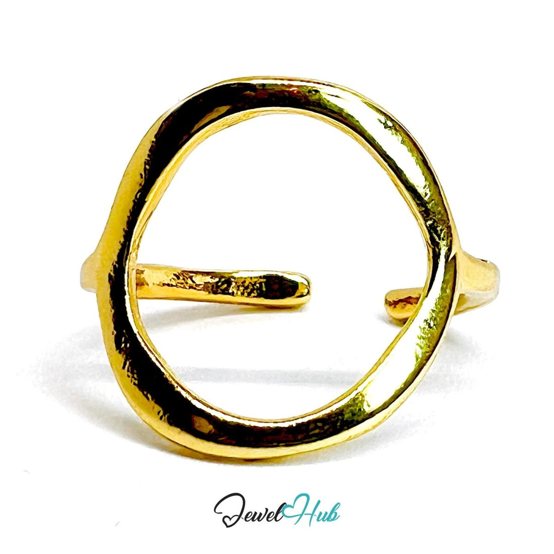 CircleFrame Gold - Plated Zinc Ring · Modern Geometric Cutout Band - JewelHub.co.uk