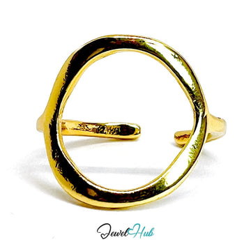 CircleFrame Gold - Plated Zinc Ring · Modern Geometric Cutout Band - JewelHub.co.uk