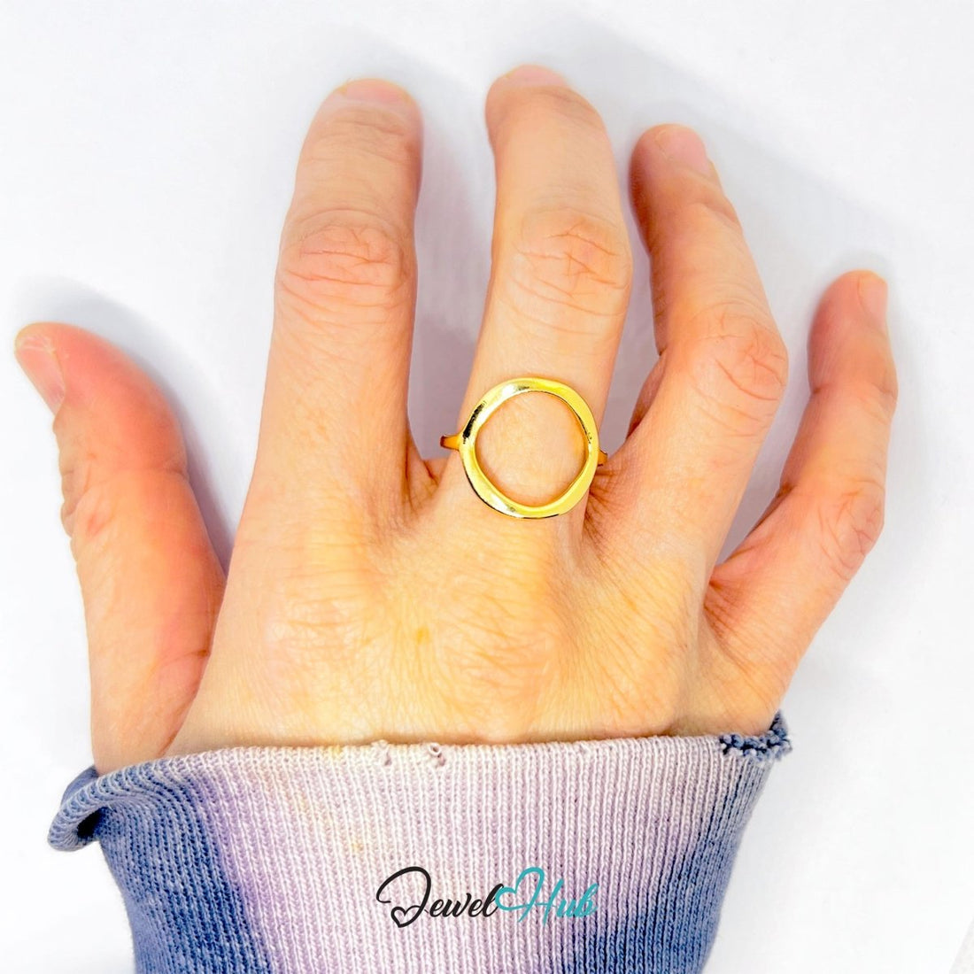 CircleFrame Gold - Plated Zinc Ring · Modern Geometric Cutout Band - JewelHub.co.uk