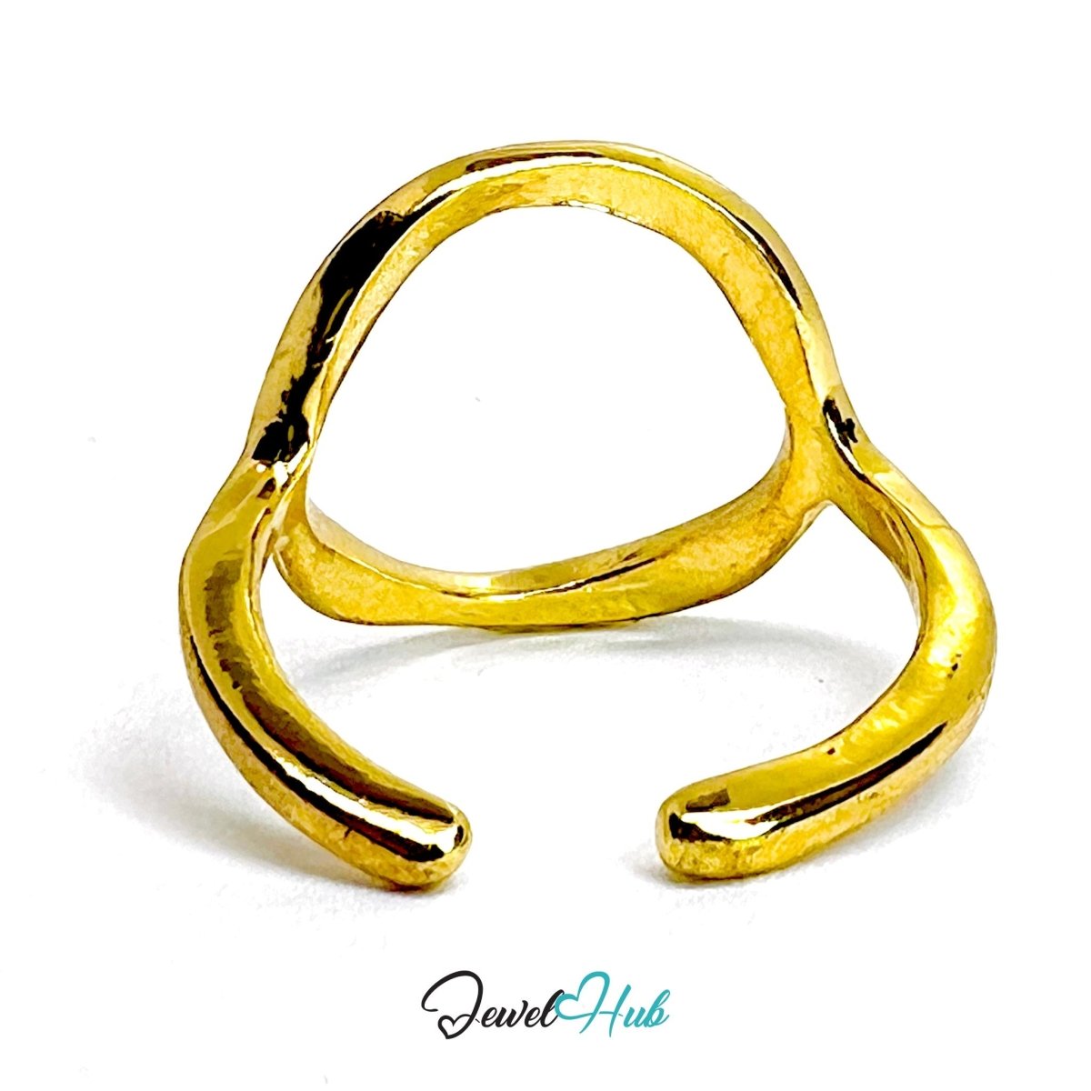 CircleFrame Gold - Plated Zinc Ring · Modern Geometric Cutout Band - JewelHub.co.uk