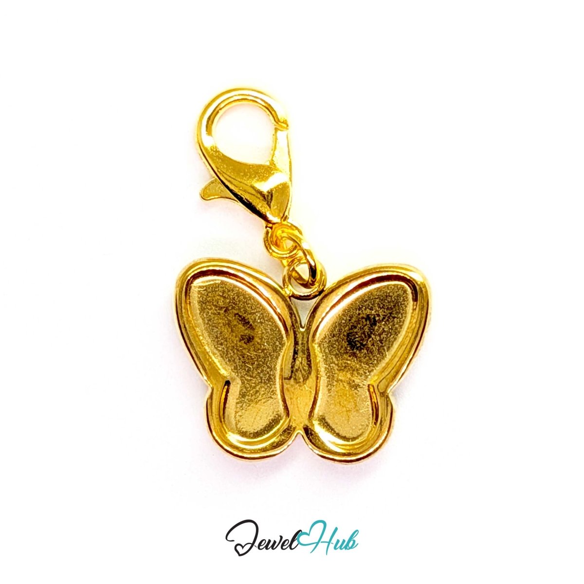 Gold butterfly charm fitted with a gold lobster clasp so it can be clipped on and swapped - JewelHub