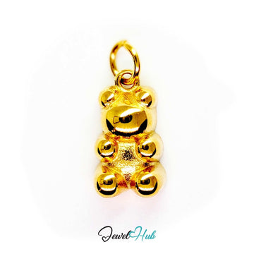 Classic Gummy Bear charm in gold-tone stainless steel, plain with a satin body and polished domes - JewelHub