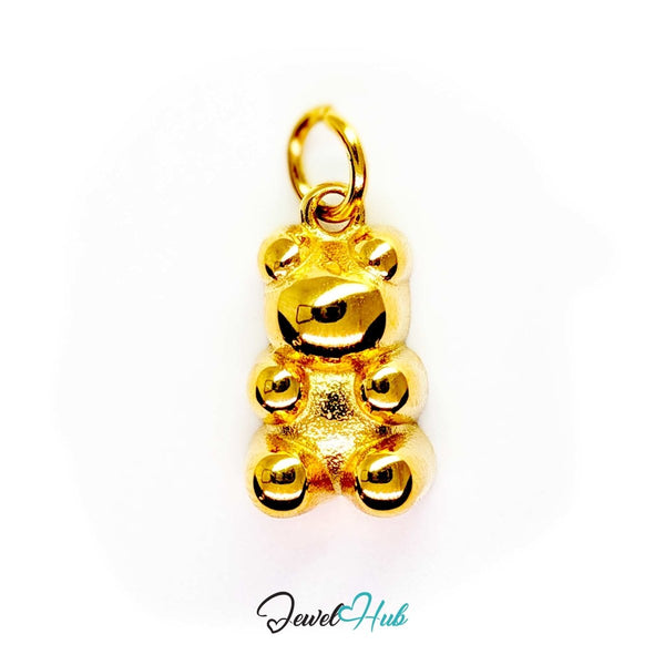 Classic Gummy Bear charm in gold-tone stainless steel, plain with a satin body and polished domes - JewelHub