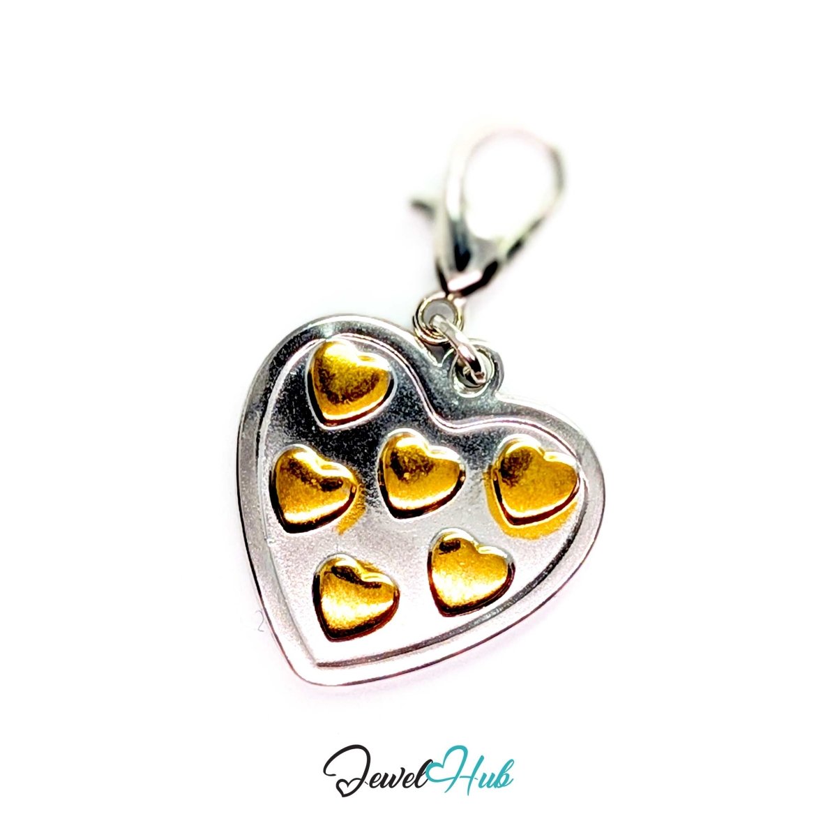 Heart Cluster charm fitted with a lobster clasp, ready to clip straight on - JewelHub