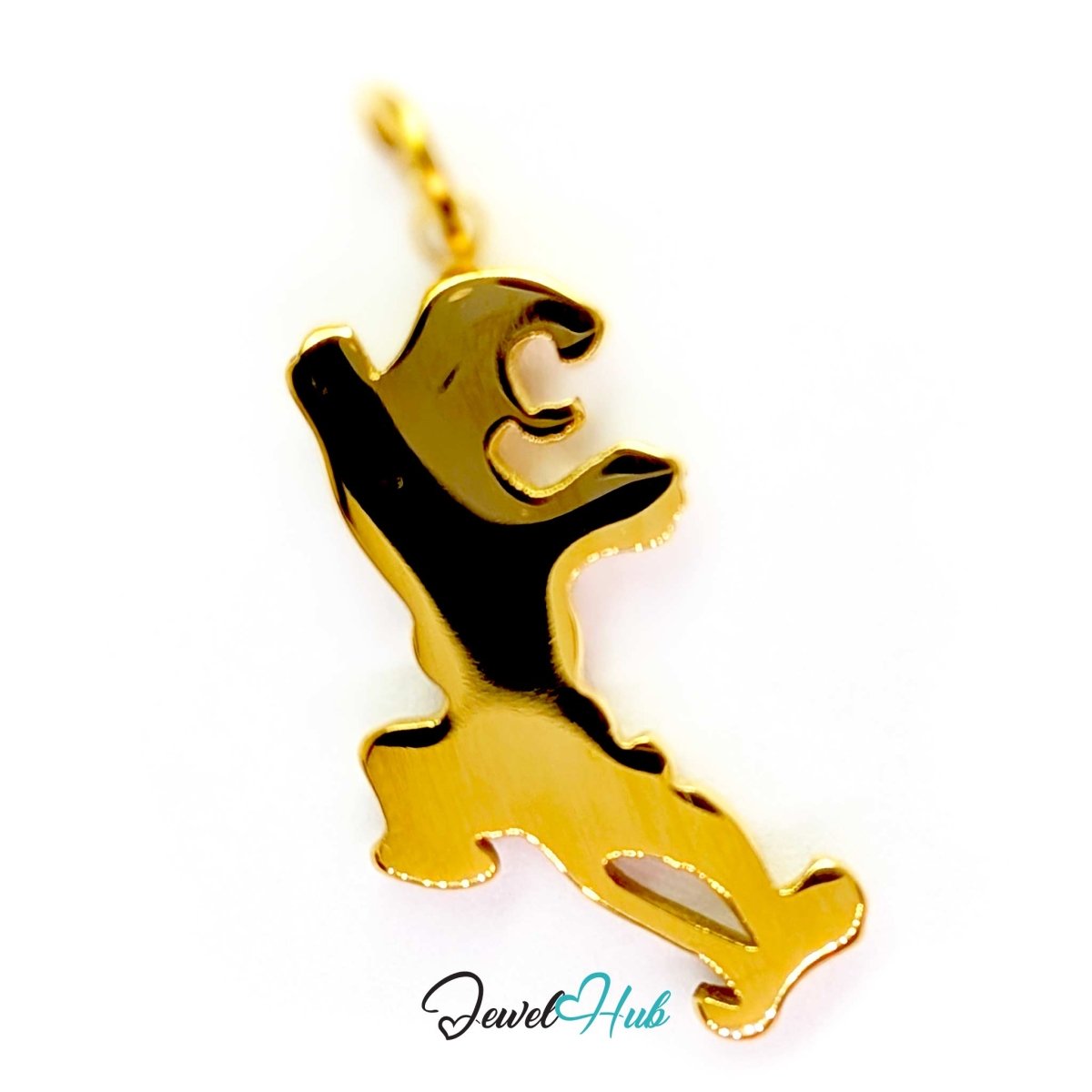 Back of the gold tiger charm - a flat polished panel following the same outline - JewelHub