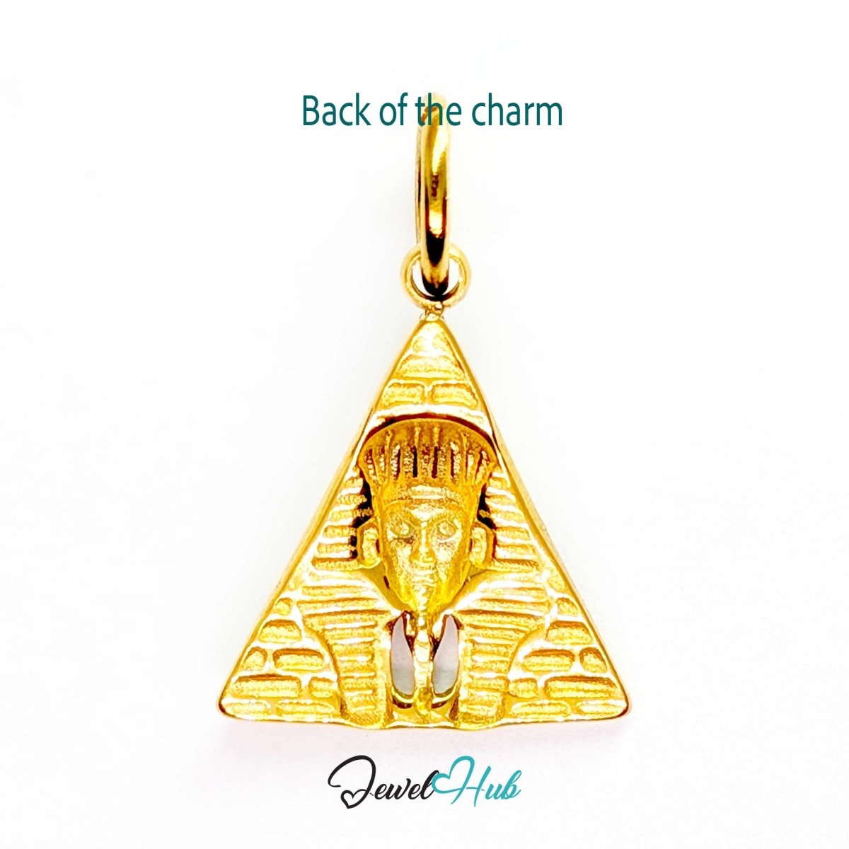 Pyramid and Sphinx charm in gold stainless steel - reverse - JewelHub