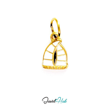 Sailboat charm in gold stainless steel with an openwork sail - front view - JewelHub