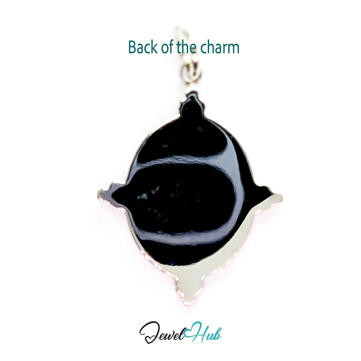 Back of the Snake Oval charm, two-tone stainless steel - plain mirror-polished silver, engravable - JewelHub