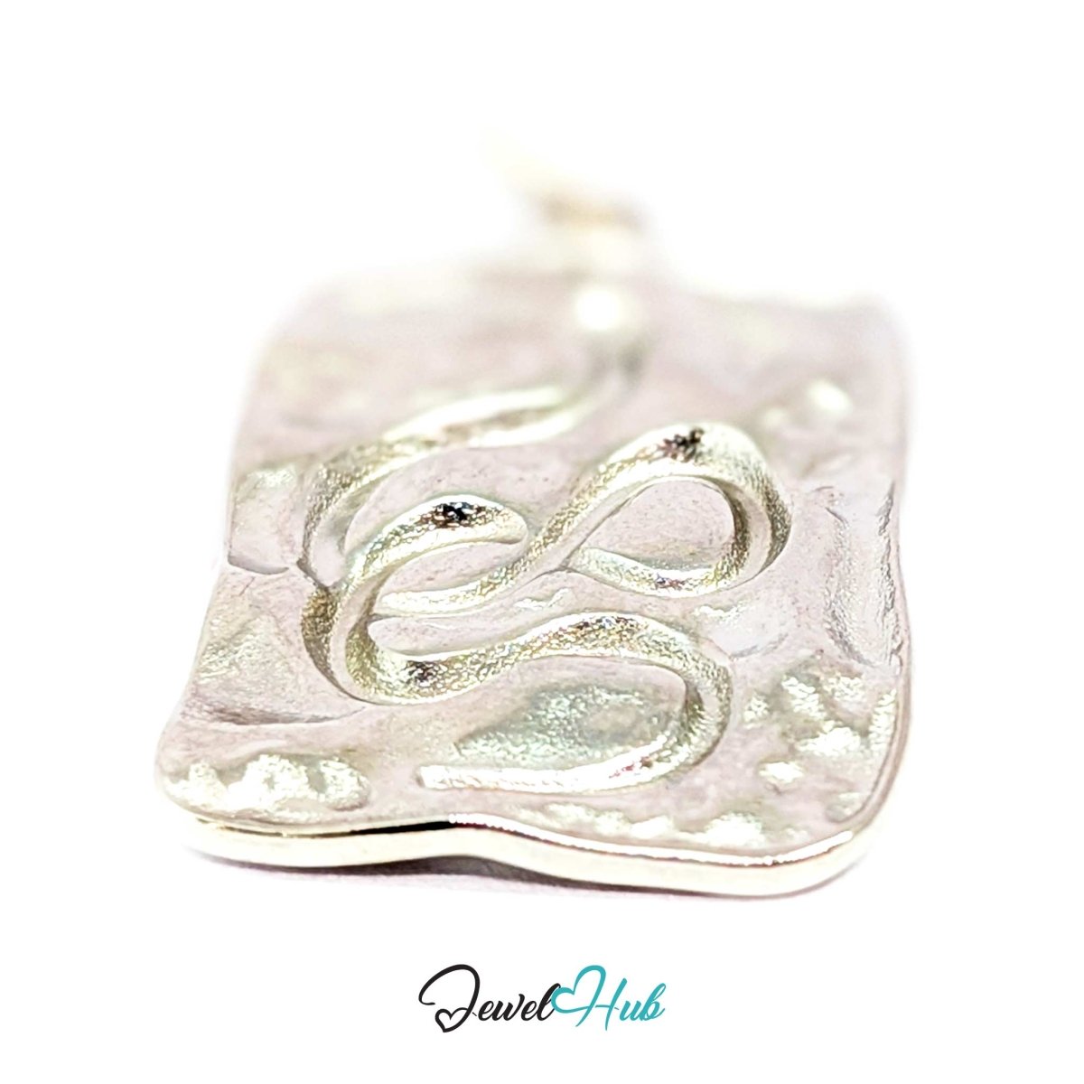 Snake Plate charm, two-tone stainless steel - turned to the textured silver reverse - JewelHub