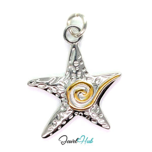 Classic Starfish Charm - Two-Tone Stainless Steel - 19.5x22.6mm