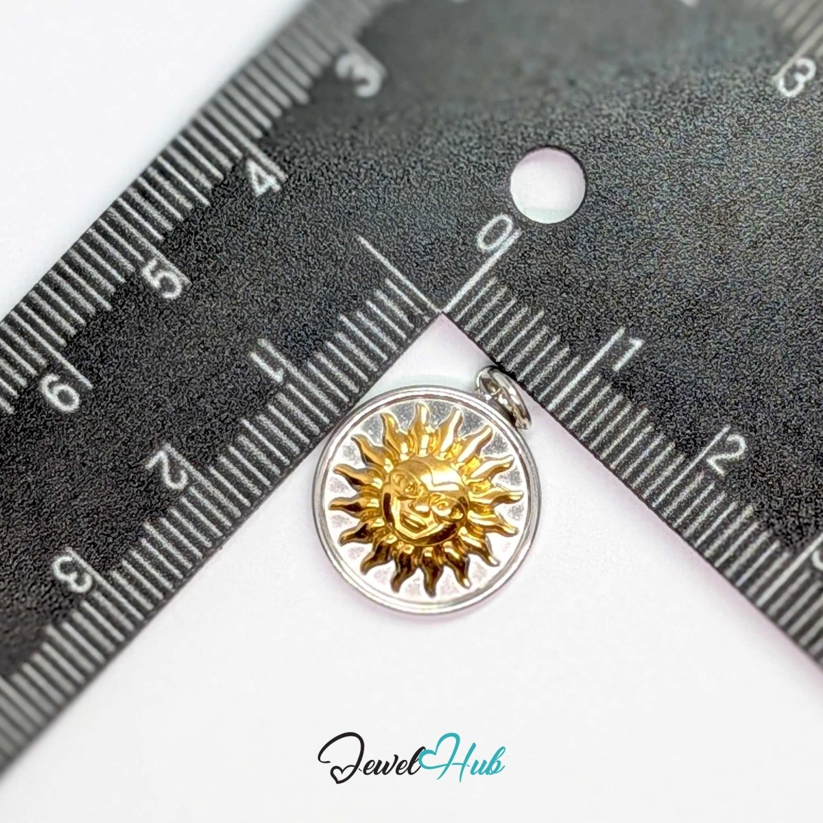 Classic Sun Charm - Two-Tone Stainless Steel Coin - 16.2x18.5mm
