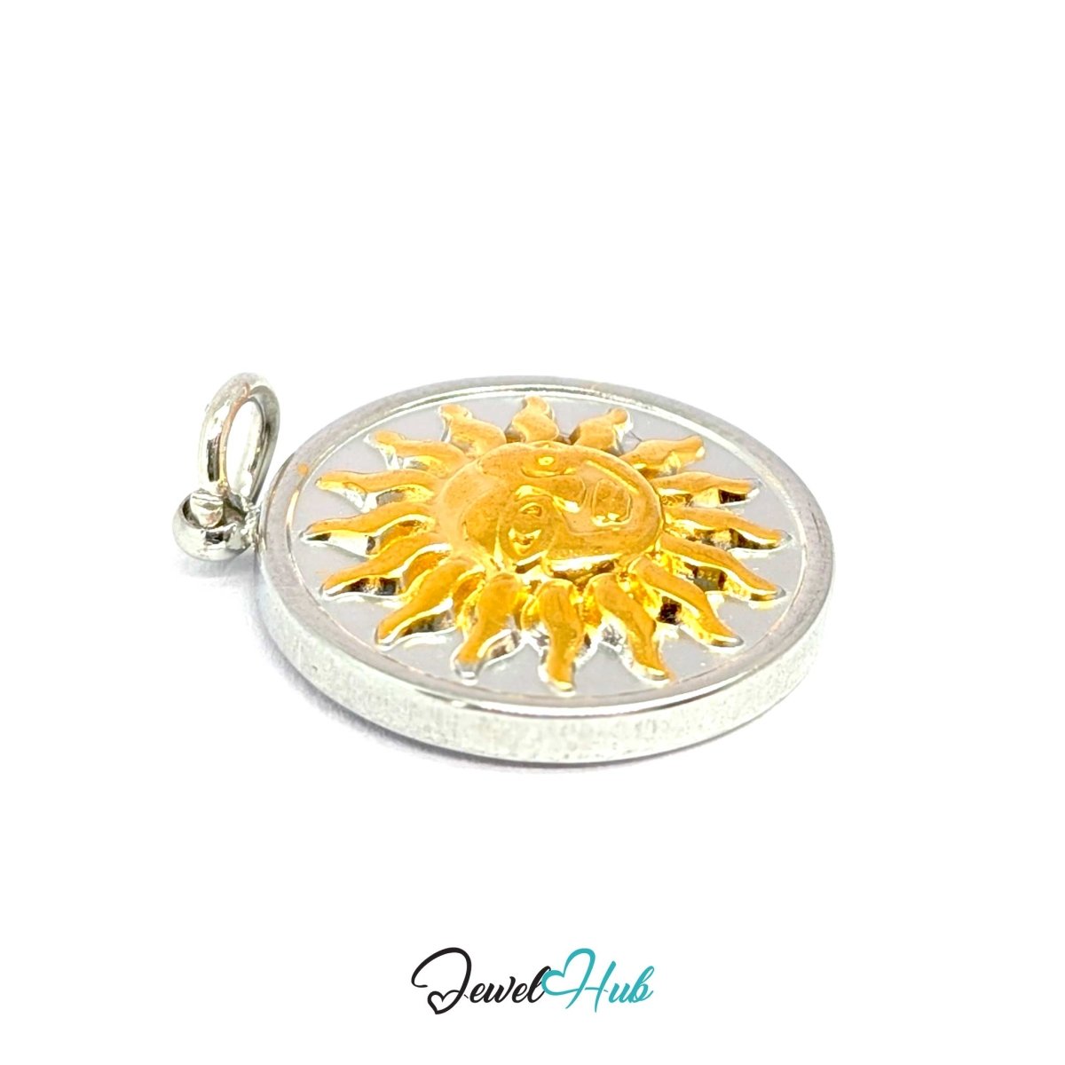 Classic Sun Charm - Two-Tone Stainless Steel Coin - 16.2x18.5mm