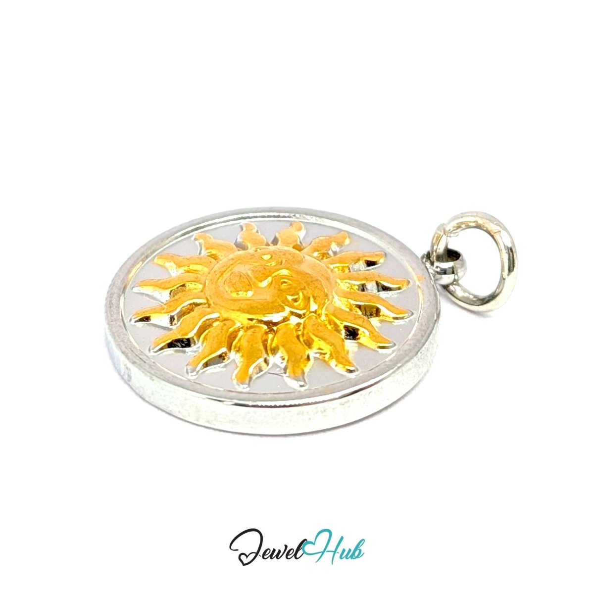 Classic Sun Charm - Two-Tone Stainless Steel Coin - 16.2x18.5mm