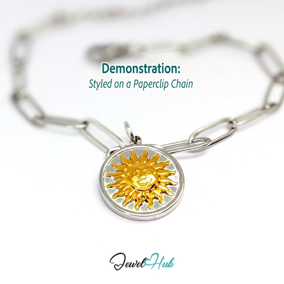 Classic Sun Charm - Two-Tone Stainless Steel Coin - 16.2x18.5mm