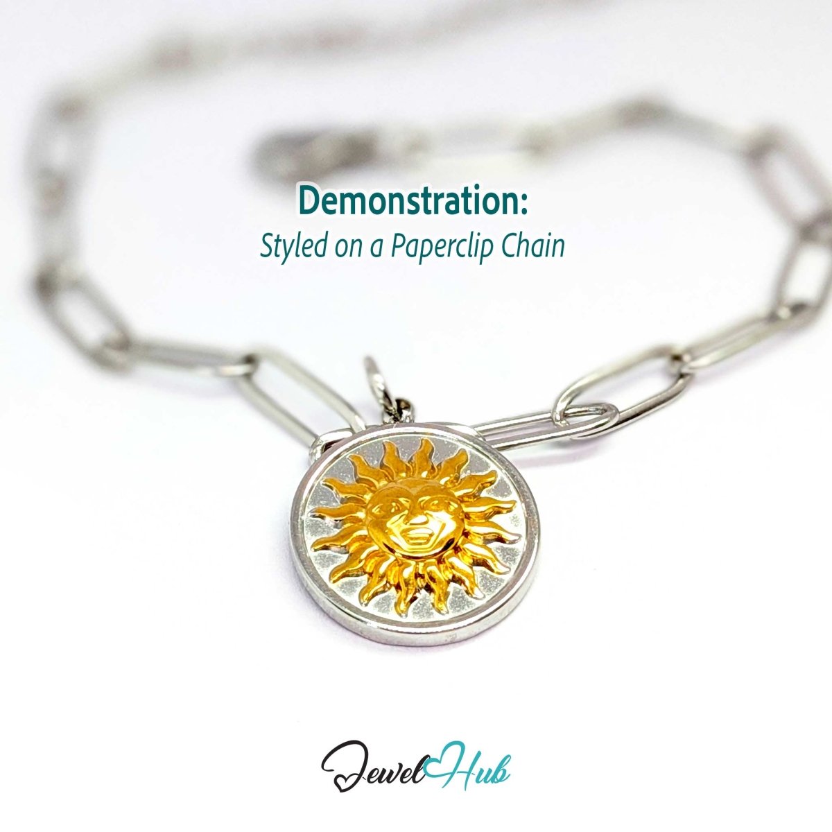 Classic Sun Charm - Two-Tone Stainless Steel Coin - 16.2x18.5mm
