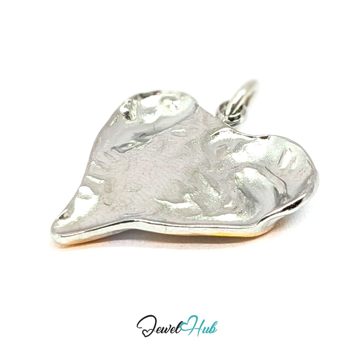 Textured Heart charm, two-tone stainless steel - turned to the textured silver reverse - JewelHub