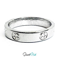 Cross‑Circle Symbol Ring | Silver‑Tone Zinc A