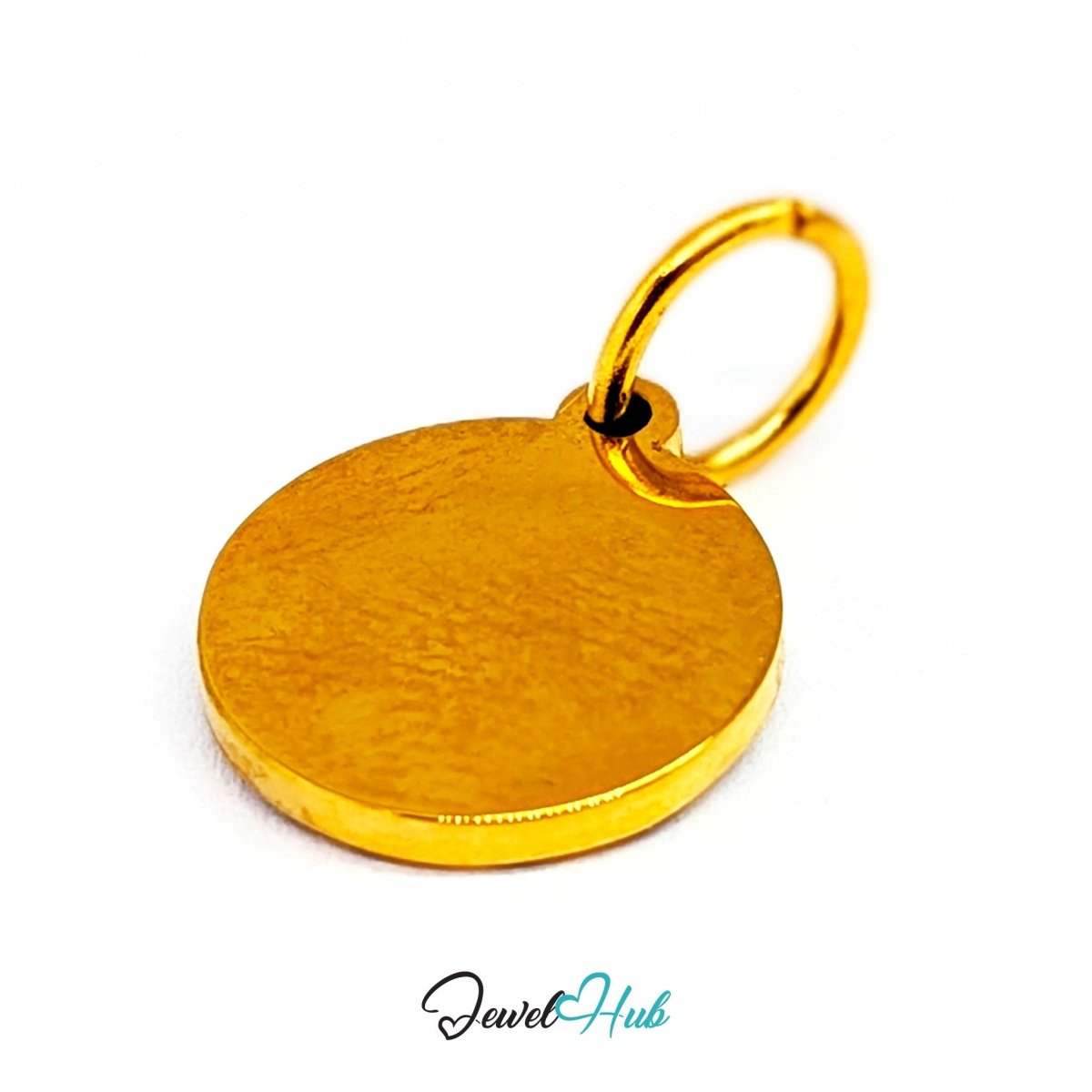 Blue Pave charm, gold stainless steel - turned to the plain gold reverse - JewelHub