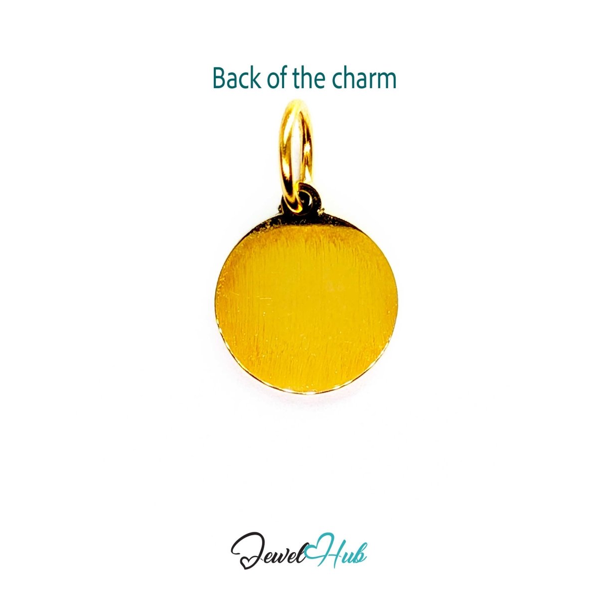 Back of the Blue Pave charm, gold stainless steel - plain polished gold - JewelHub