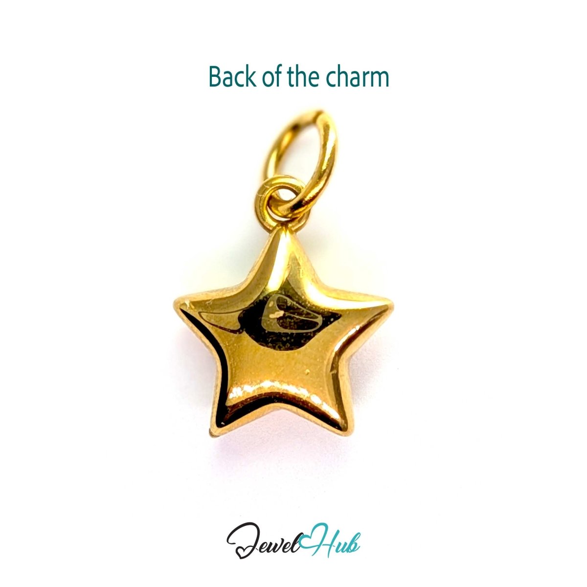 Crystal Gem Star Charm - Gold Stainless Steel - 11.5x14mm