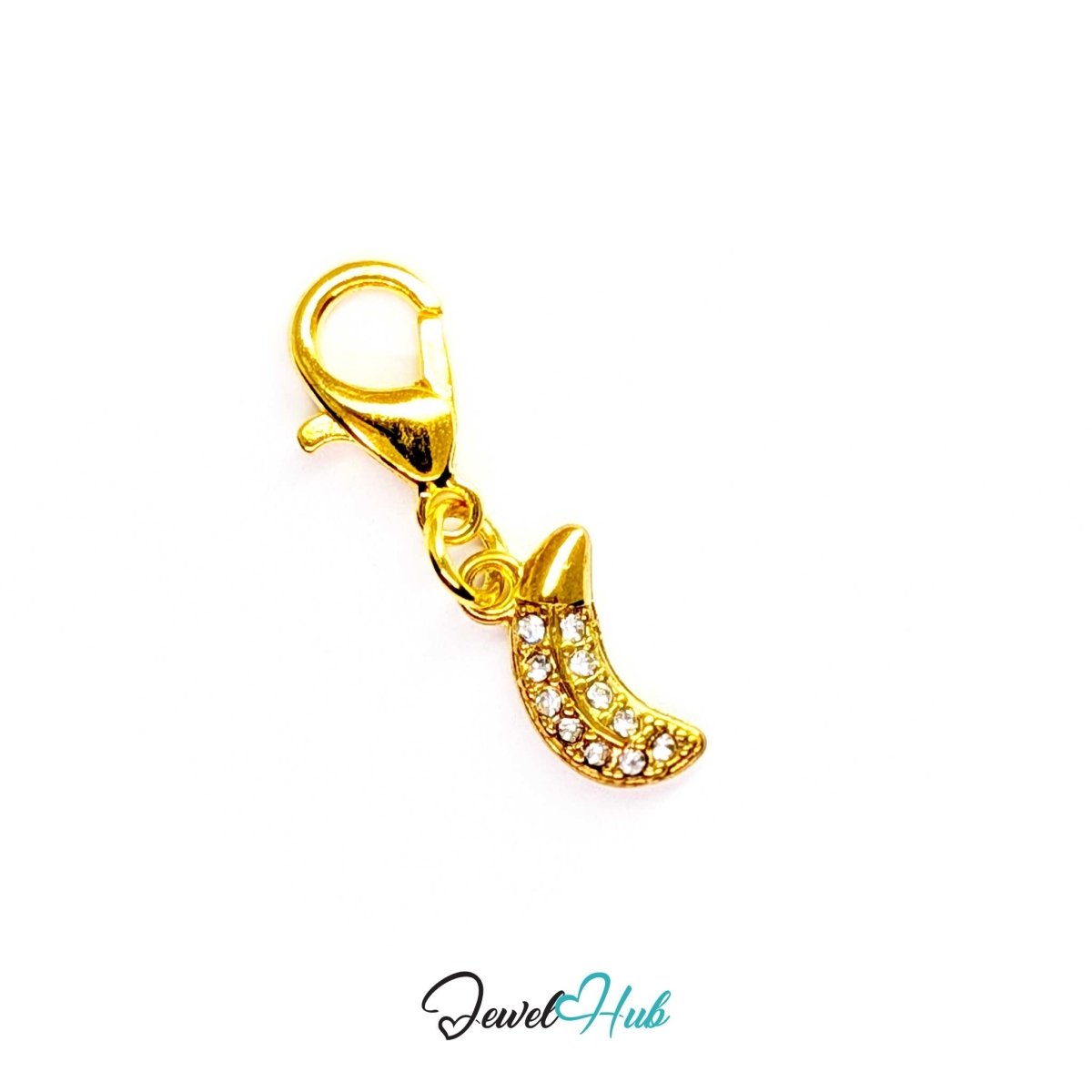 Crystal Mini Moon charm fitted with a lobster clasp, ready to clip straight on - JewelHub