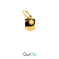 Crystal Mini Star Shield Charm - Gold Stainle