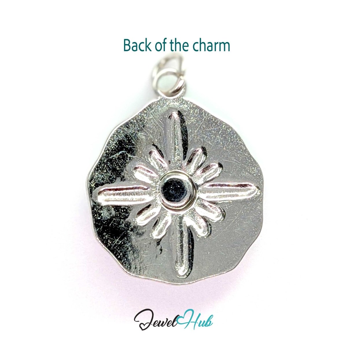Crystal Northern Star Coin Charm - Two-Tone Stainless Steel - 19x23mm