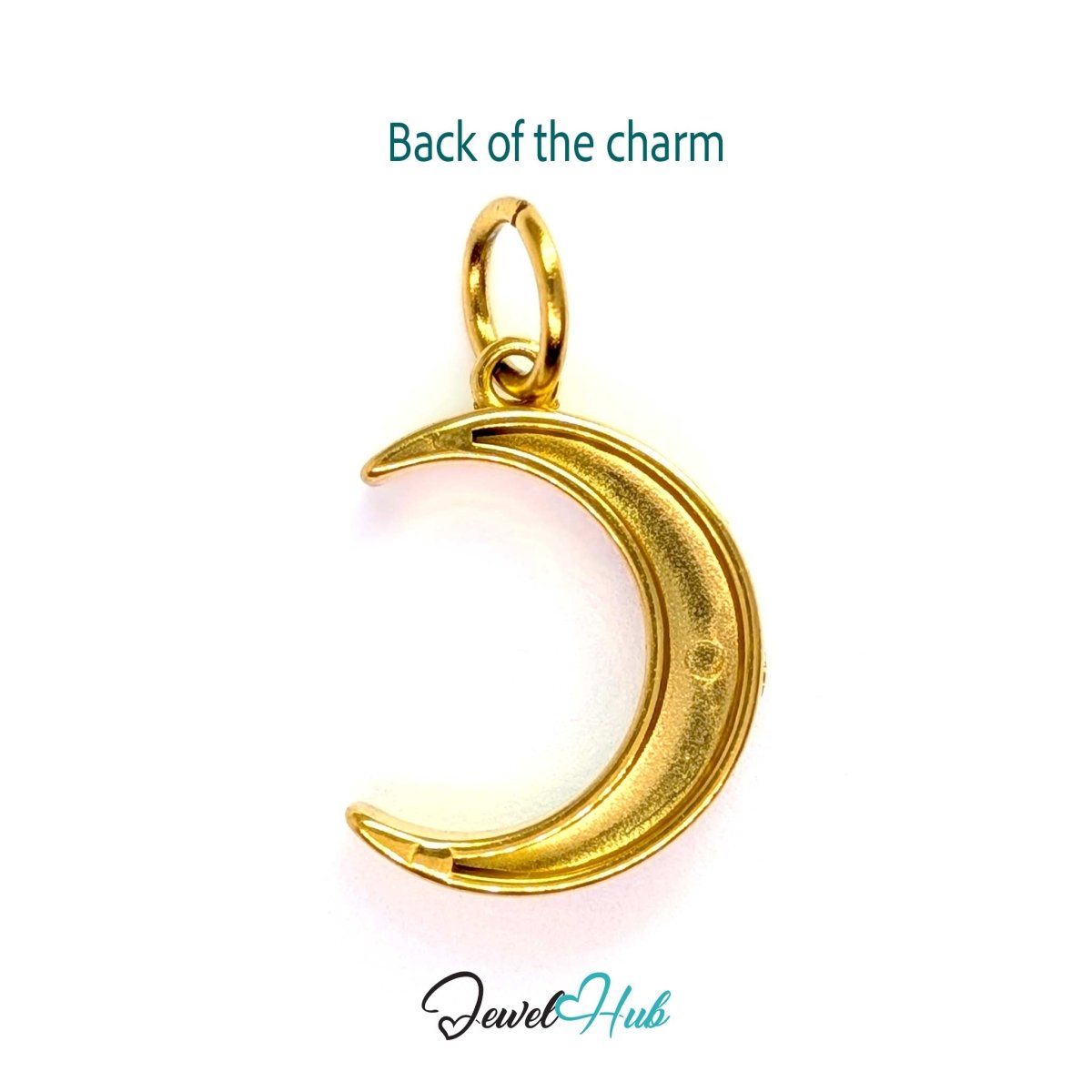 Crystal Pave Moon Charm - Gold Stainless Steel - 14x18.8mm