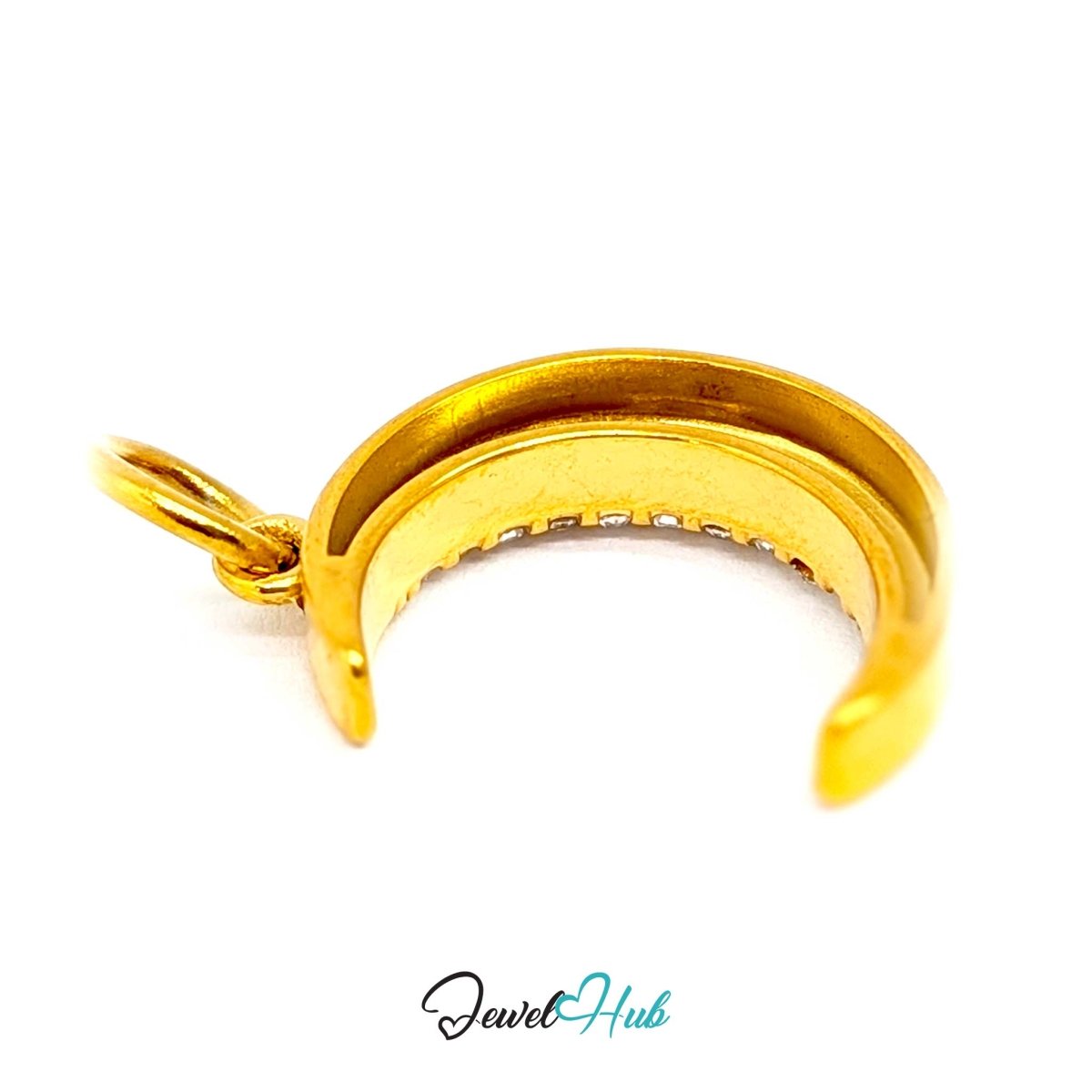 Crystal Pave Moon Charm - Gold Stainless Steel - 14x18.8mm