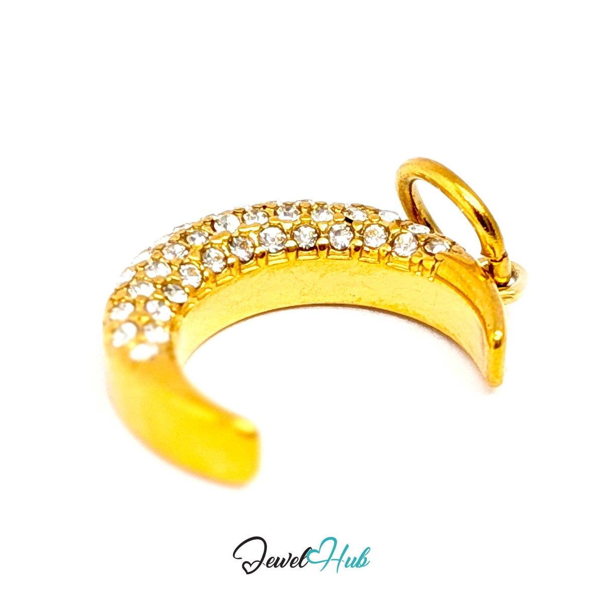 Crystal Pave Moon Charm - Gold Stainless Steel - 14x18.8mm