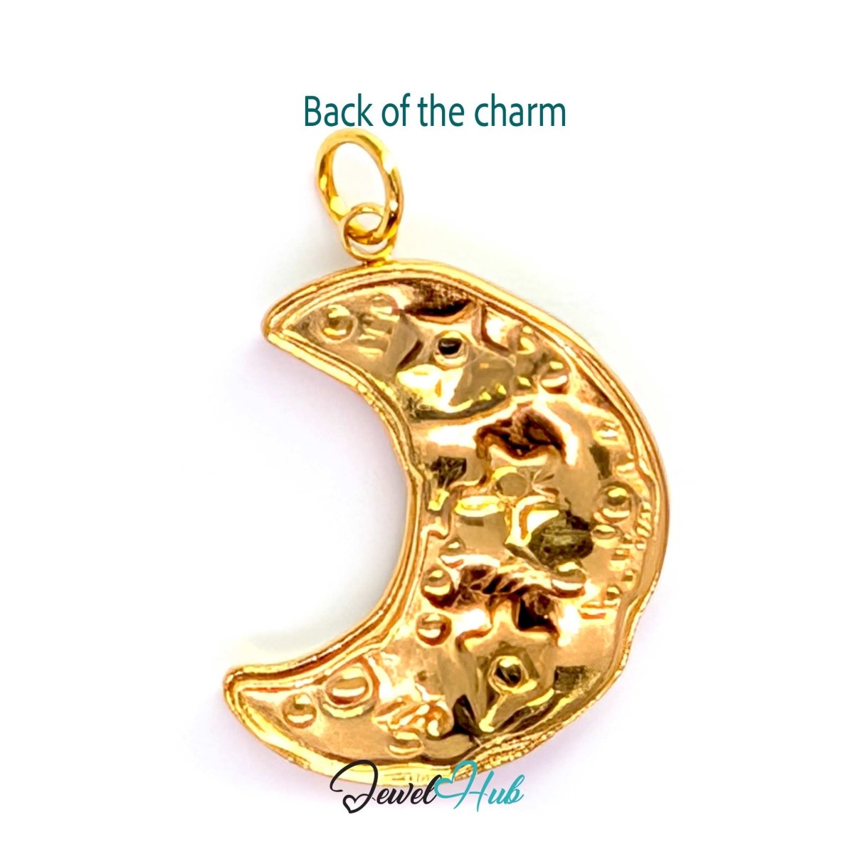 Crystal Rainbow Moon Charm - Gold Stainless Steel Enamel - 17.5x24.2mm
