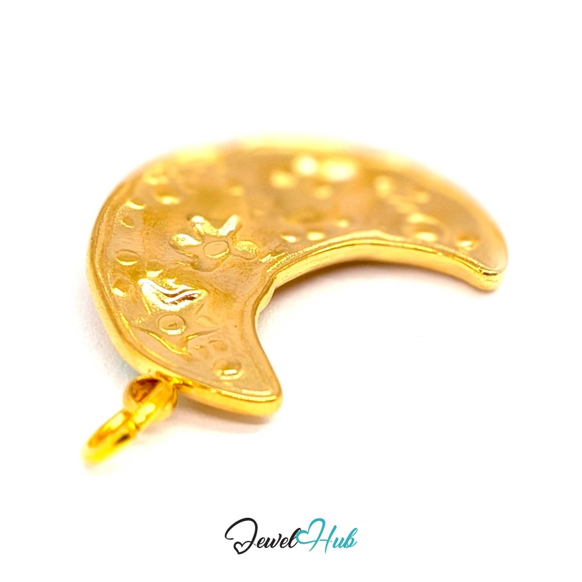 Crystal Rainbow Moon Charm - Gold Stainless Steel Enamel - 17.5x24.2mm