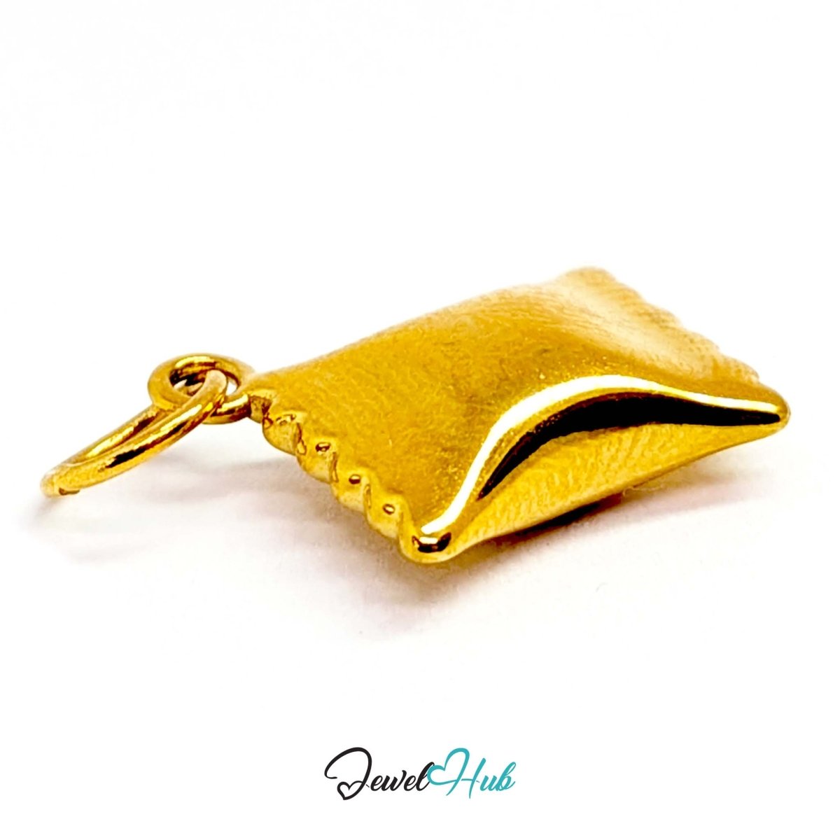 Wrapped sweet charm in gold stainless steel with a clear crystal - turned to show depth - JewelHub