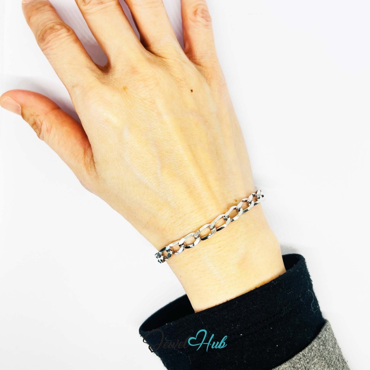 Curved Curb Stainless Steel Bracelet – Adjustable Twisted Chain - JewelHub.co.uk