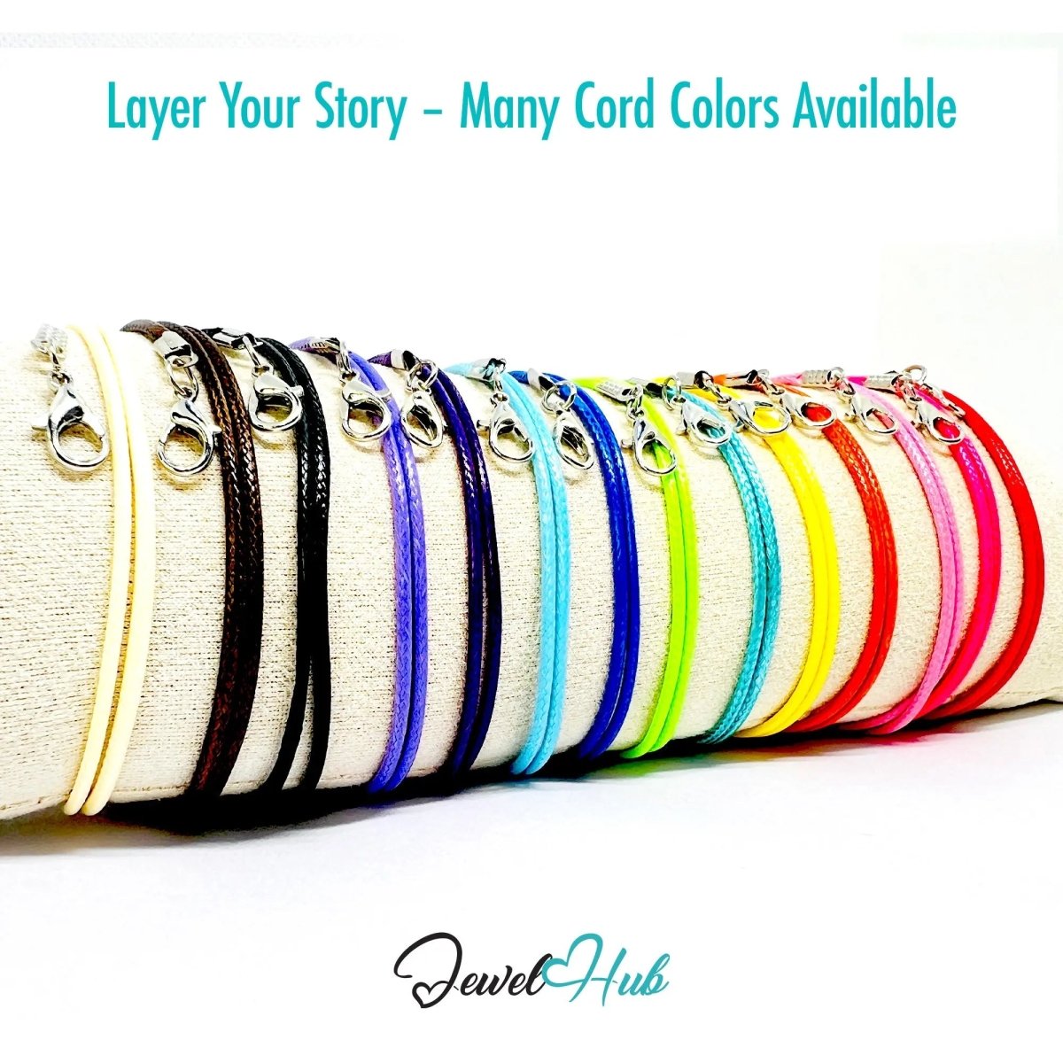 Cyan Faux Leather Cord Necklace – 40cm Layering Base (Silver Clasp) - JewelHub.co.uk