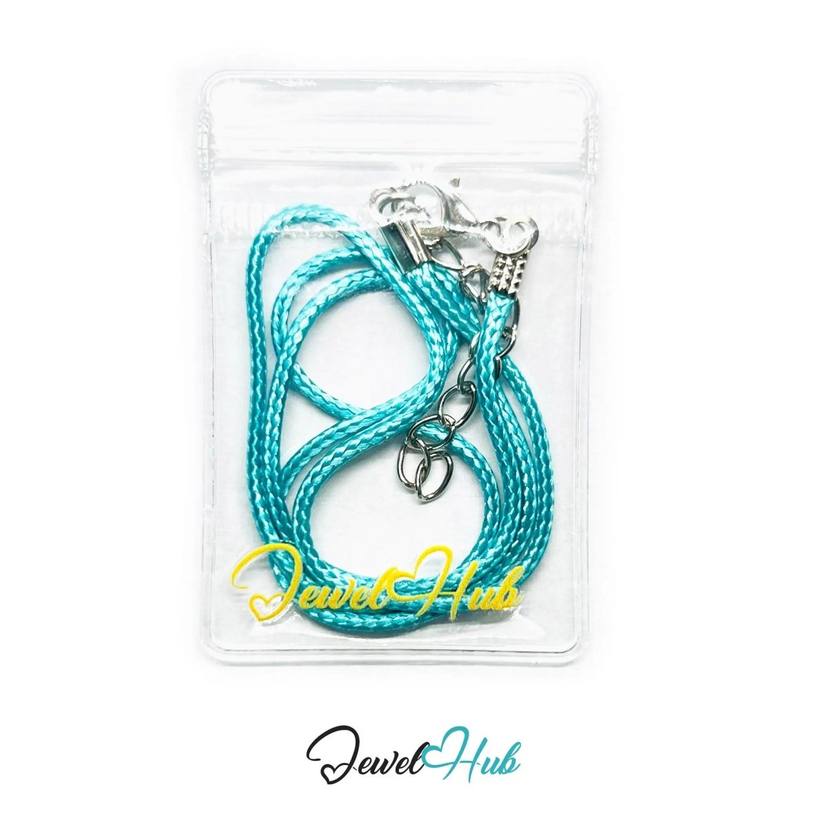 Cyan Faux Leather Cord Necklace – 40cm Layering Base (Silver Clasp) - JewelHub.co.uk