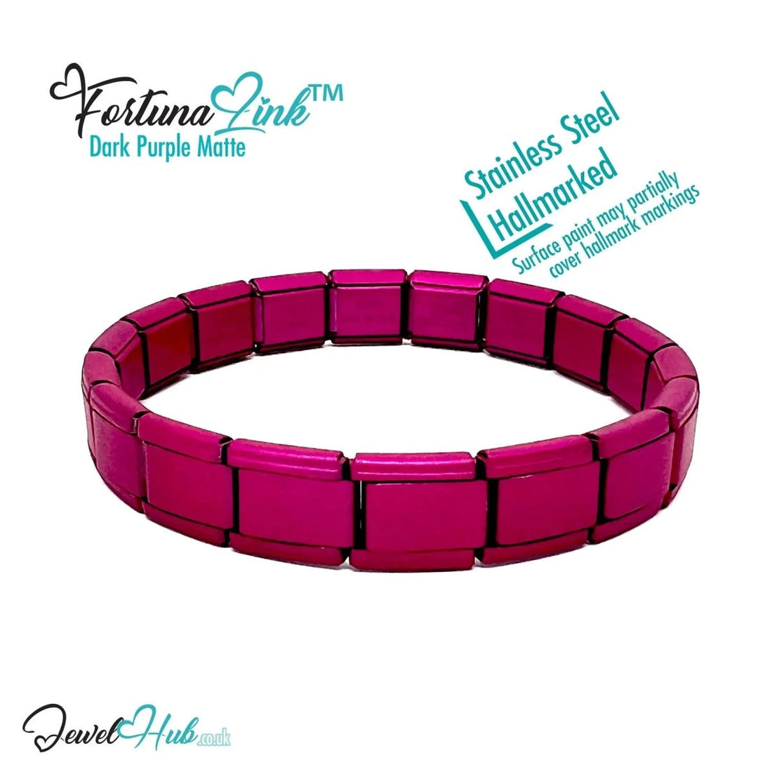 Dark Purple Matte Italian bracelet by the FortunaLink™ Tile Collection (18 links) - JewelHub.co.uk